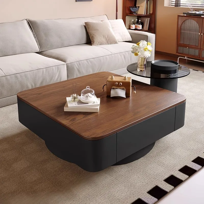 Premium medieval style tea table minimalist combination modern simple square coffee  living room tempered glass   with drawers