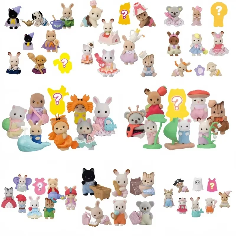 Hot Sylvanian Families Anime Figures Camping Forest Dress Up Baby Doll Cute Anime Figrues Room Ornaments Families Toy Gift