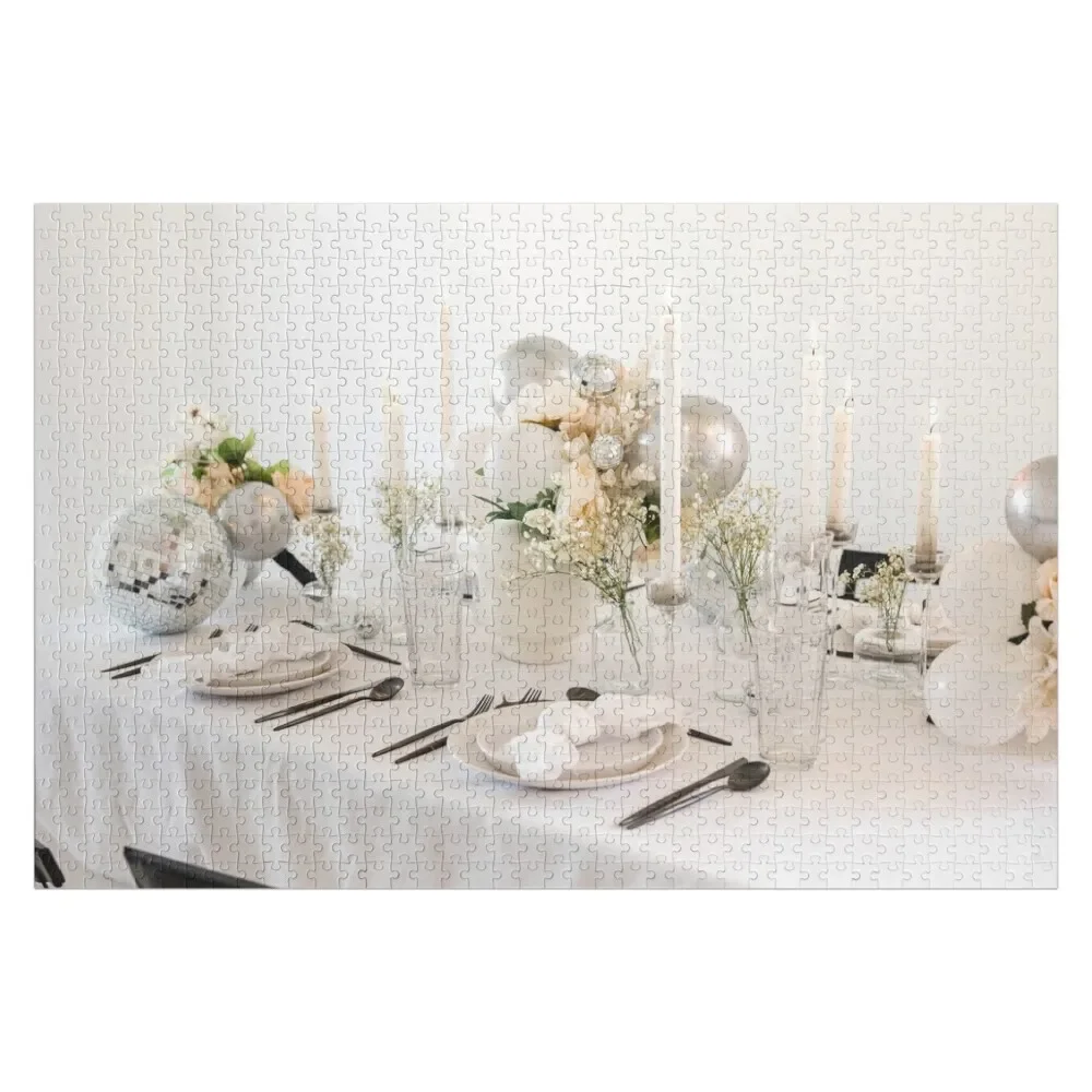 

A Celebration in White Table Setting Jigsaw Puzzle Customized Gifts For Kids Diorama Accessories Puzzle