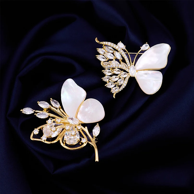 New Micro Inlaid Zircon Brooches Elegant Osmanthus Peony and High-end Niche Design Corsage Temperament Pin for Women