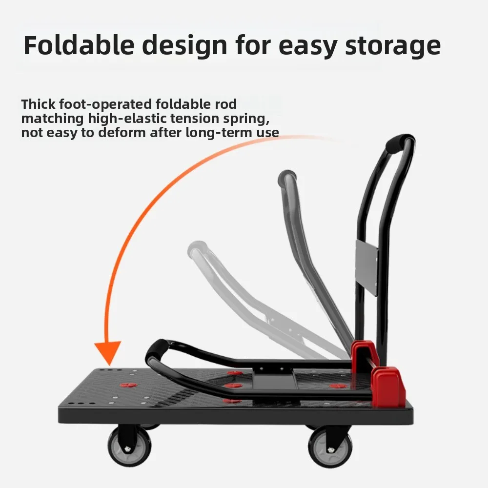 Flat cart cart household handling hand cart shopping mall pull truck silent folding cart trailer