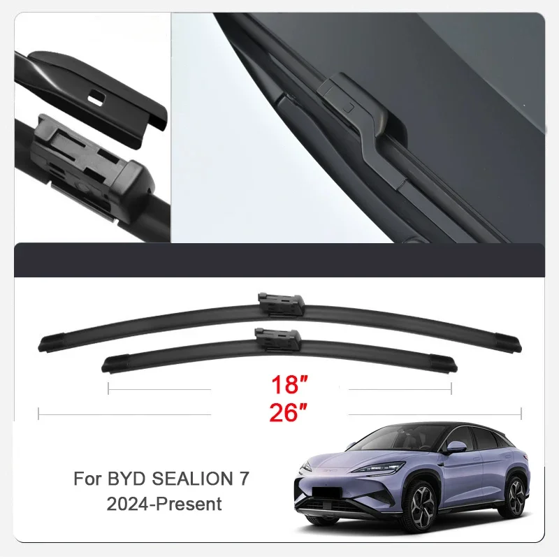 

2 шт., резиновый стеклоочиститель переднего стекла для BYD ATTO 3 YUAN PLUS CHAZOR KING DOLPHIN HAN SEAGULL DOLPHIN MINI SEAL SEALION 7