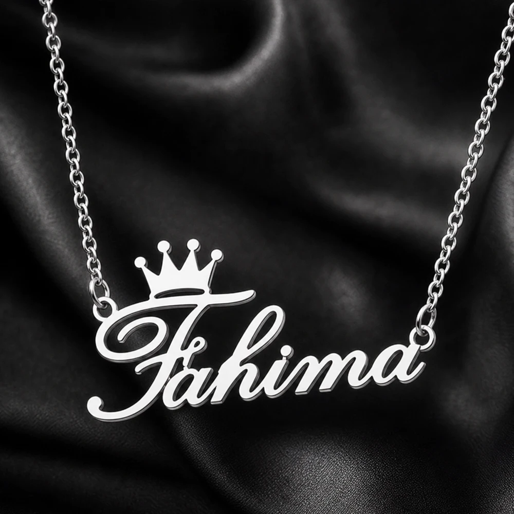 Customized Name Crown Necklace, Personalized Gift for Her
