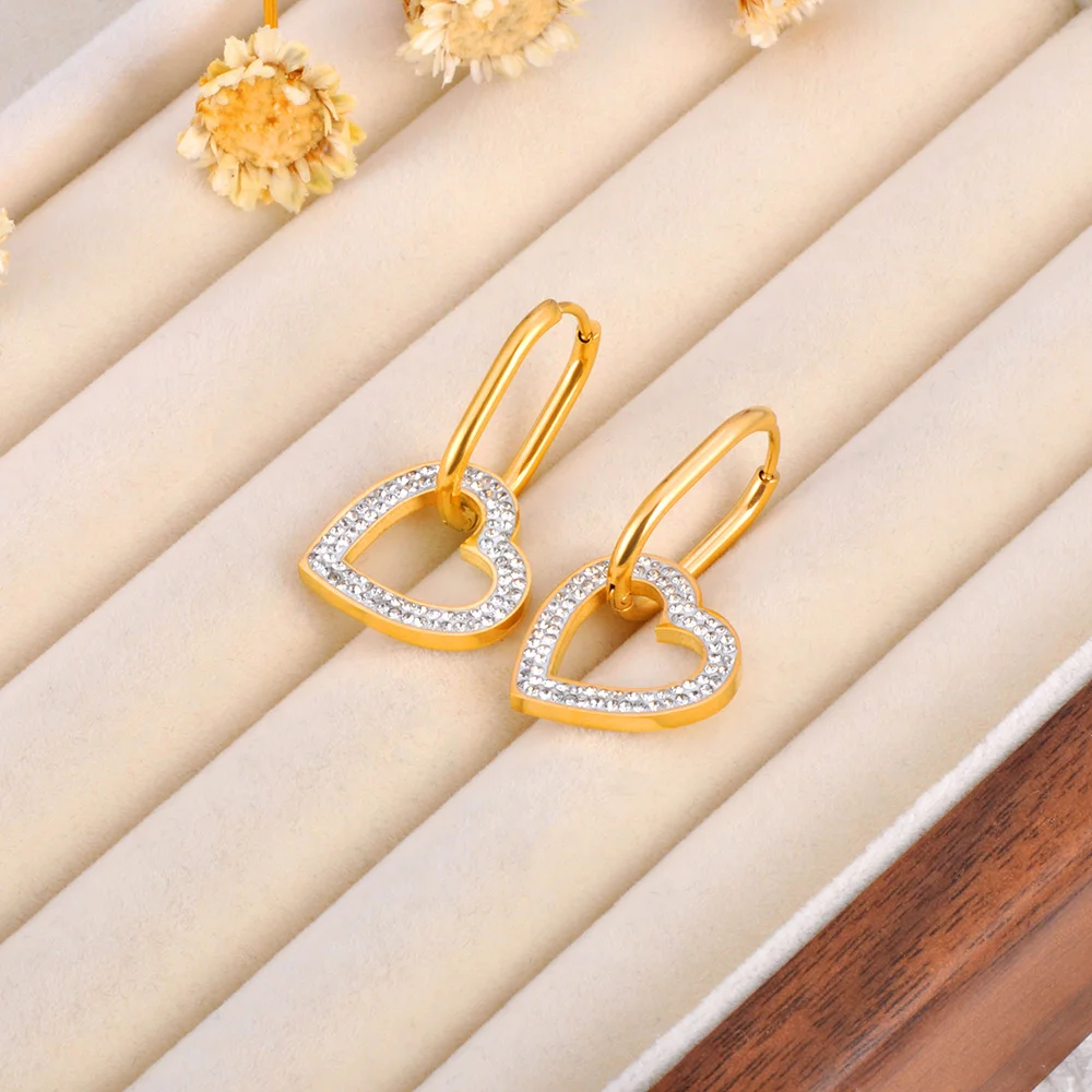 Lokaer Mode 316L Edelstahl Stern Herz Creolen Für Frauen 18K Gold PVD Überzogene Wasserdicht Täglichen Ohr Schmuck E24068 – Detail 7