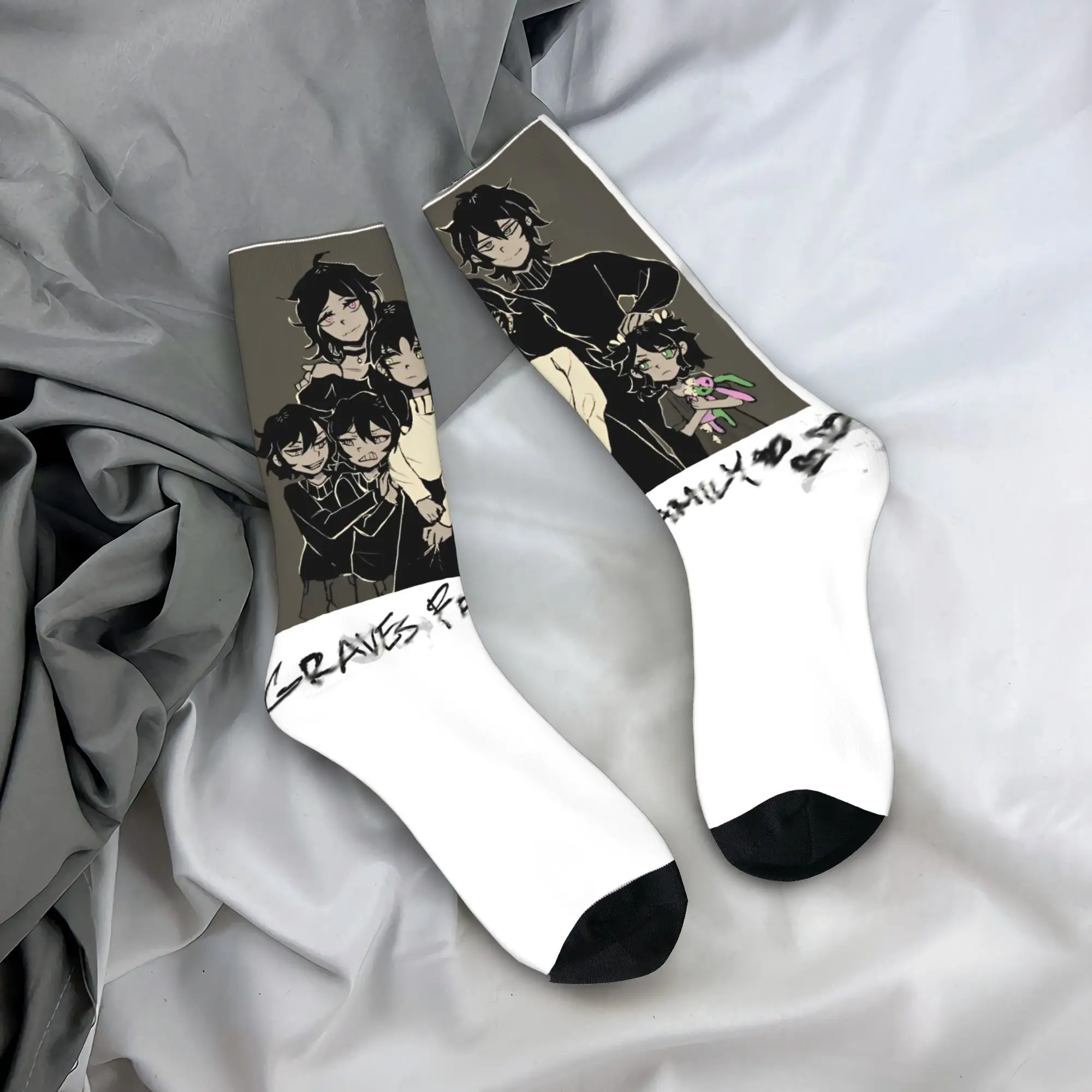 

Мужские носки в стиле аниме «Трана Энди и Лейли», осенние повседневные средние мягкие носки, спортивные противоскользящие носки для бега с графикой