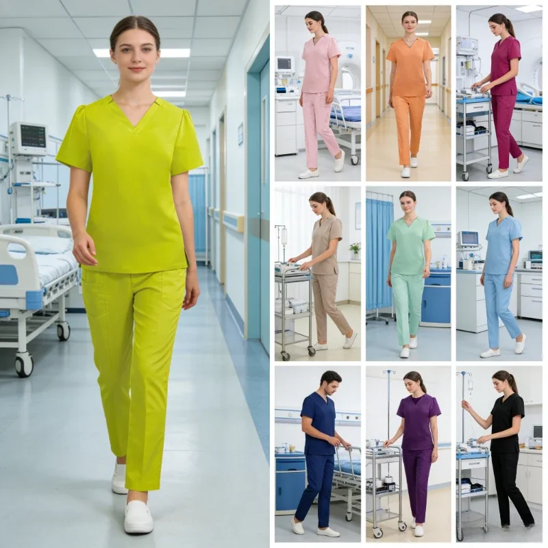 tenue-de-travail-pour-femmes-nouvelle-collection-sechage-rapide-couleur-unie-avec-nœud-decoratif-tissu-leger-ideale-pour-les-salons-de-beaute-les-spas-les-cliniques-les-hopitaux