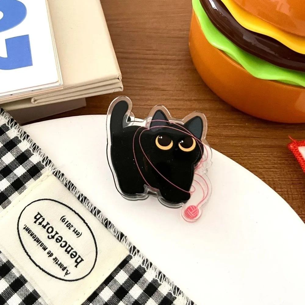8pcs Acrylic Black Cat Bag Clips Fresh Keeping Moisture-proof Kitchen Seal Clips Paper Clips Double-sided Food Storage Clips