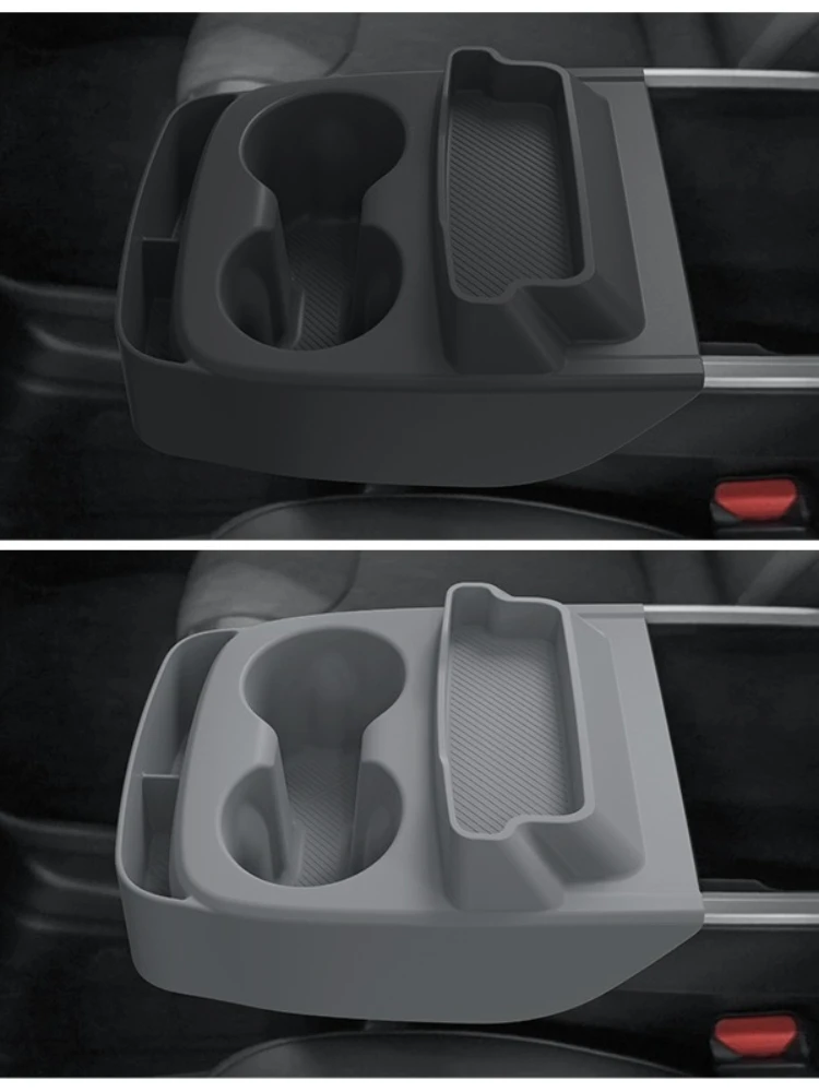 Für Tesla Model Y Standard 2026 Multifunktionaler Silikon-Mittelkonsolen-Getränkehalter + Aufbewahrungsbox Brillenhalter Ablage Zubehör