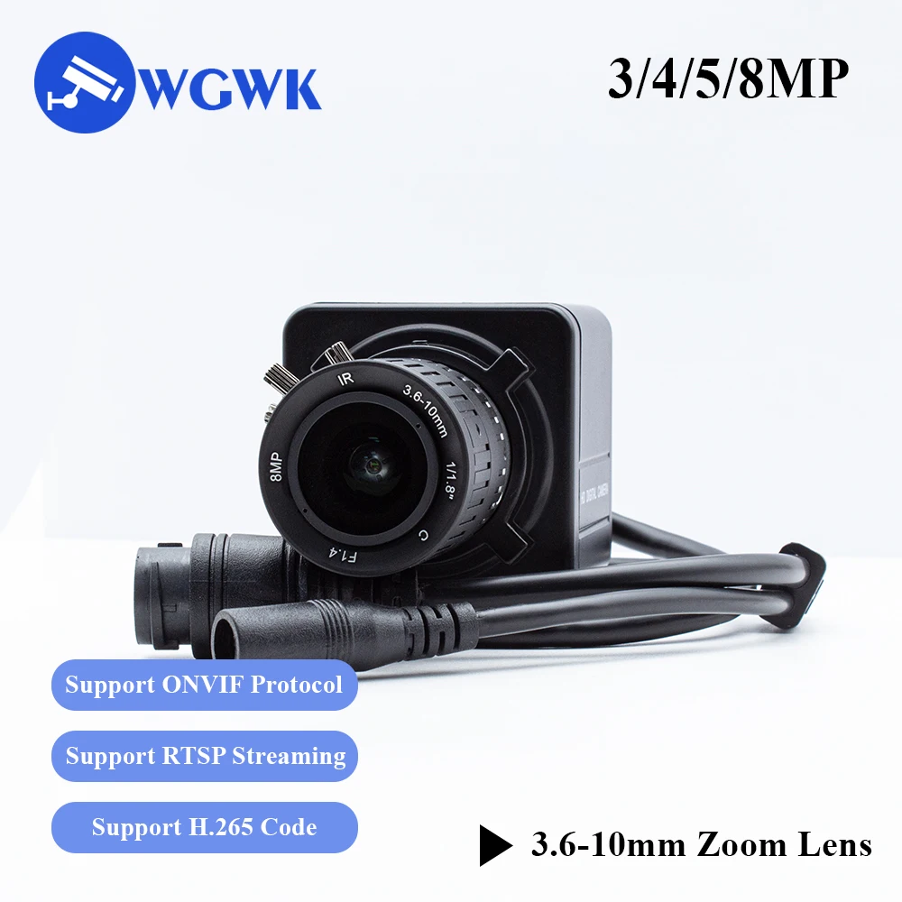 

WGWK Mini Camera Security Protection CCTV POE H.265 With 3.6-10mm Manual CS Lens P2P IP Camera POE48V Onvif Industrial Camera