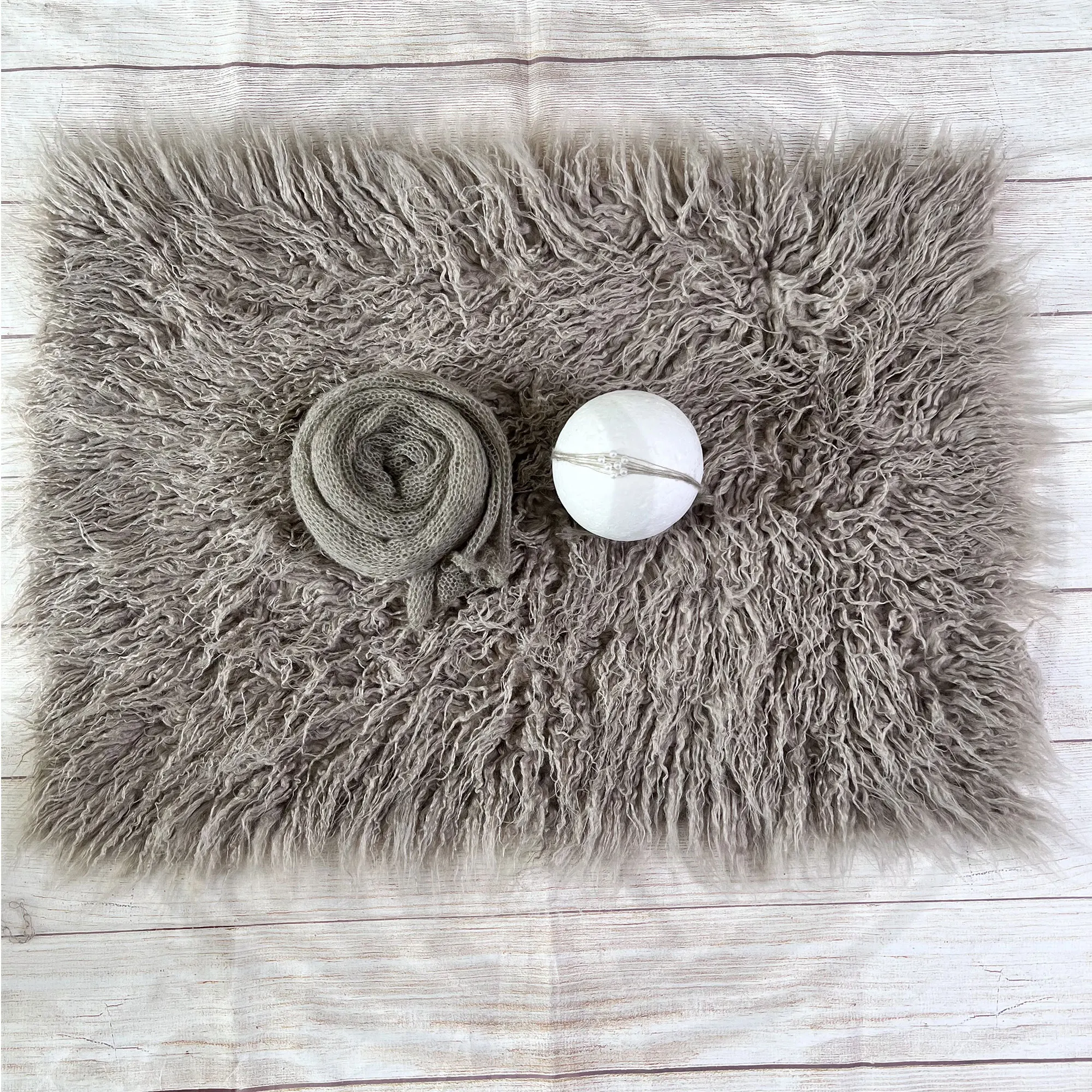 Don&Judy Newborn Photography Prop Baby Infant Blanket Backdrops Wrap Set Faux Fur Flokati Rug Photoshoot Backgound Basket Filler