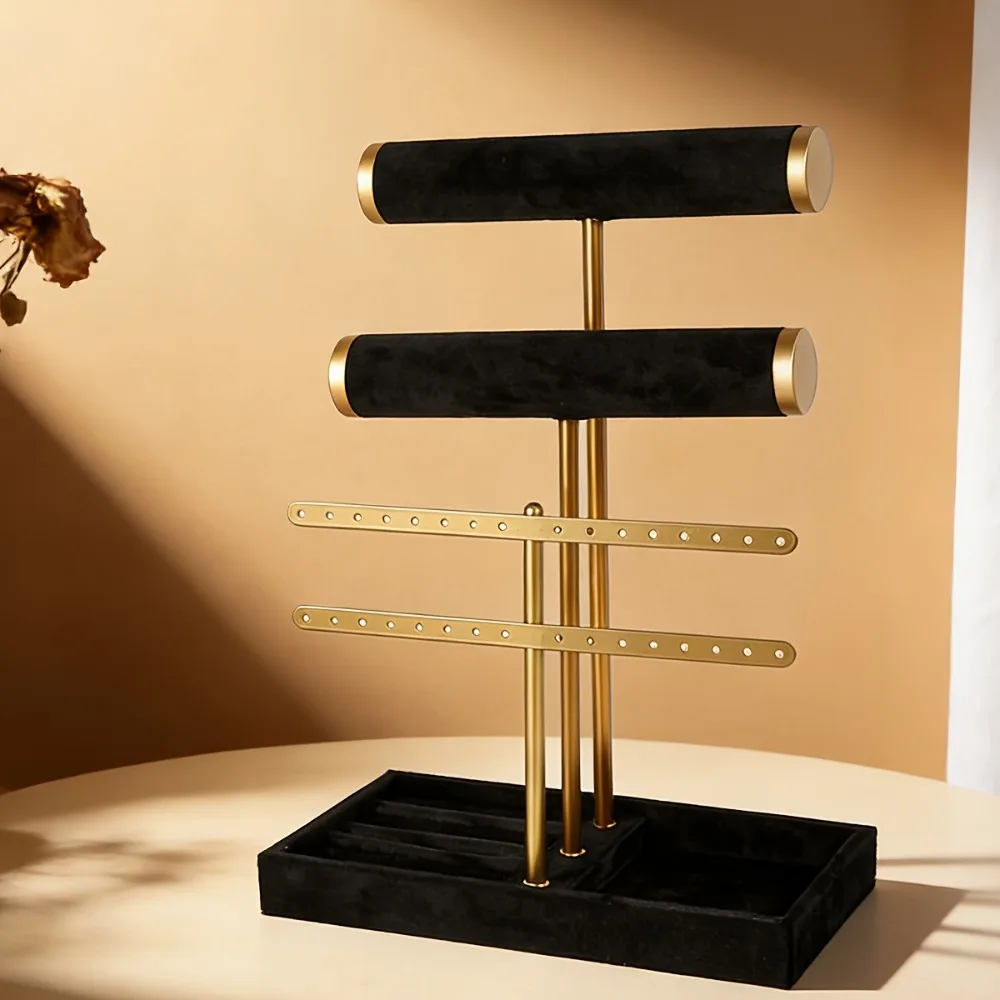 Jewelry Organizer Stand 3 Tier Velvet Jewelry Display Holder with Tray for Necklaces Bracelets Earrings Rings Luxury Home Decor