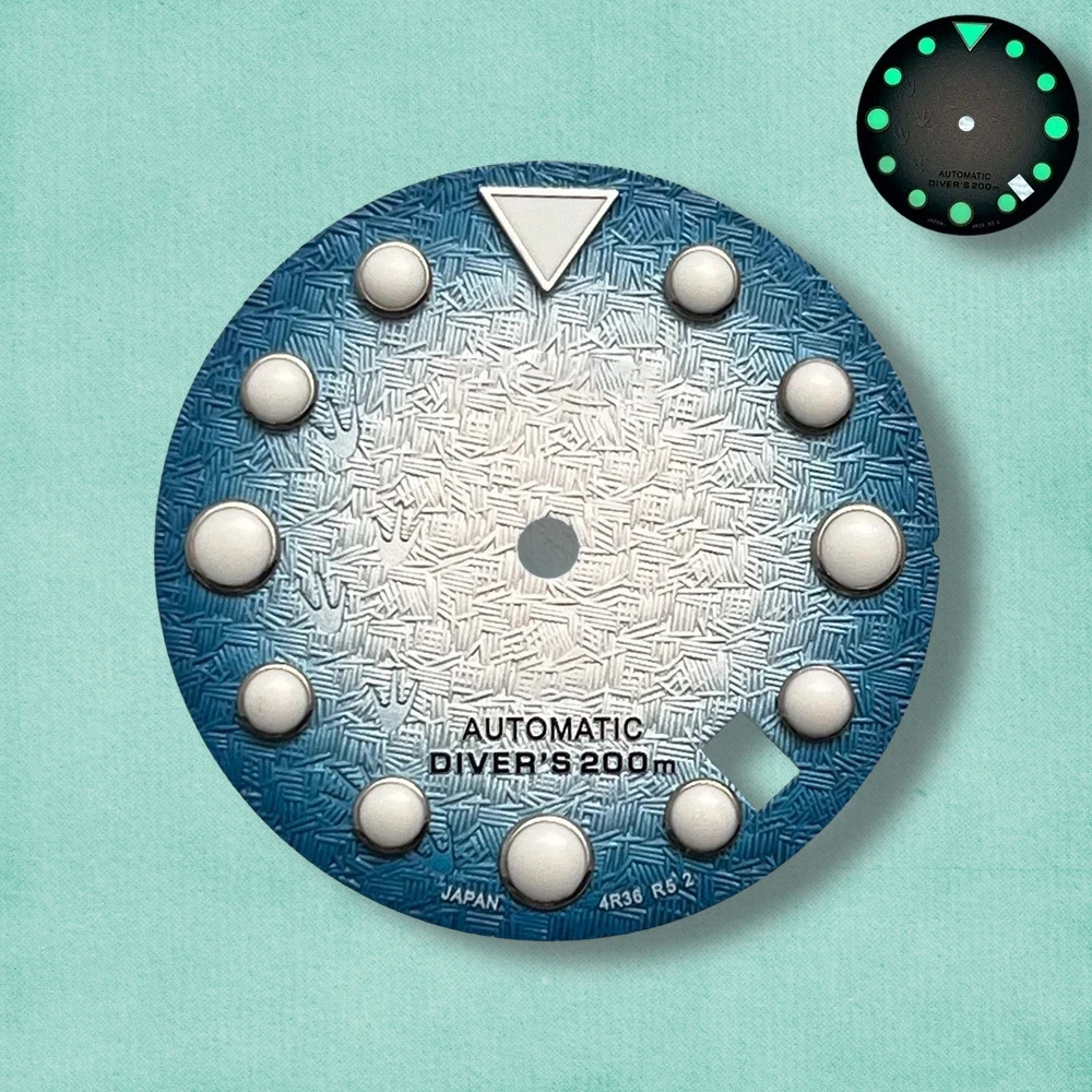 جودة عالية 28.5 مللي متر S شعار NH35 الطلب ثلاثية الأبعاد آثار أقدام الطلب صالح NH35 حركة C3 الأخضر مضيئة SKX007/SUB الطلب NH35 اكسسوارات