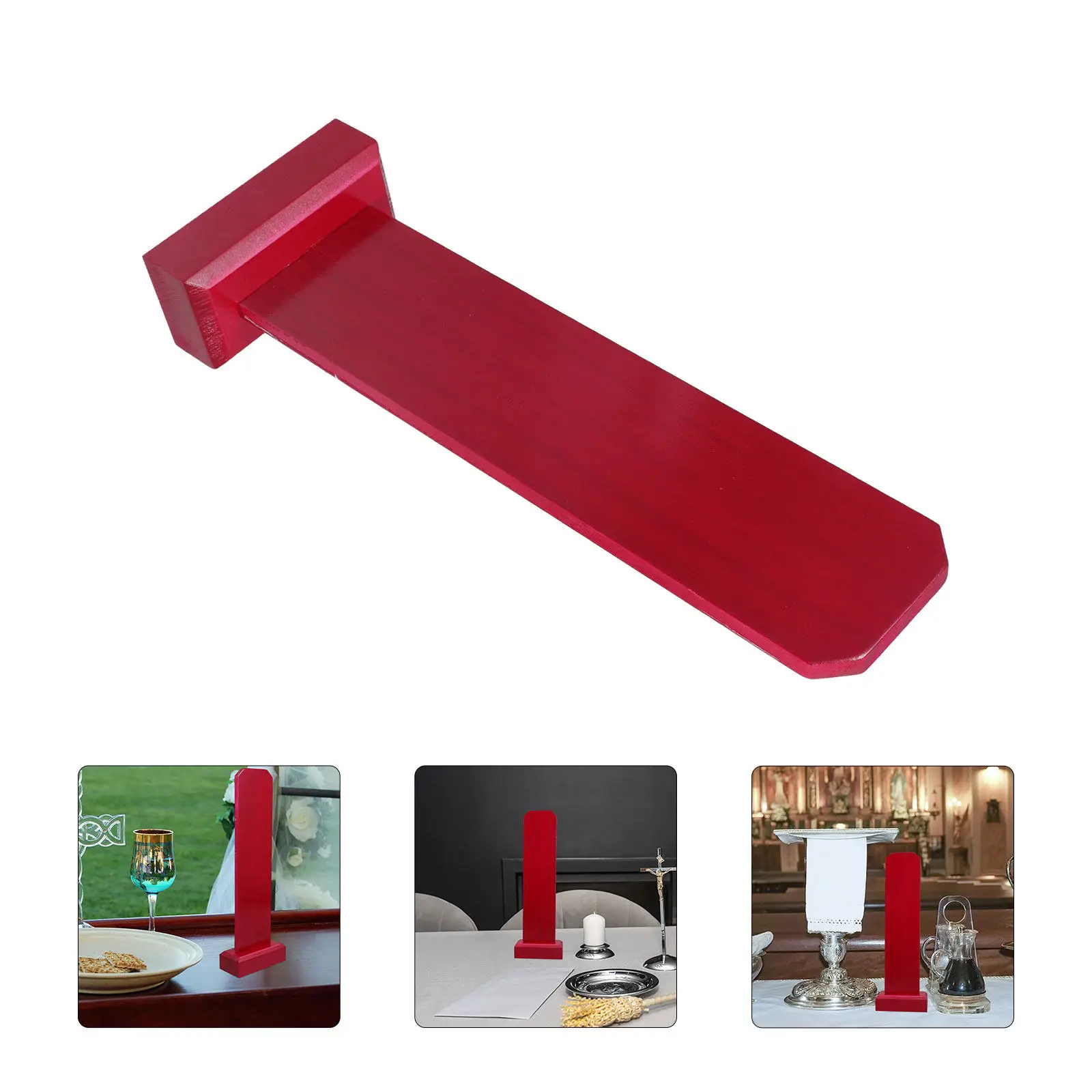 Wooden Ancestor Spirit Tablet For Home Temple Chinese New Year Red Ancestral Memorial Base Traditional Worship