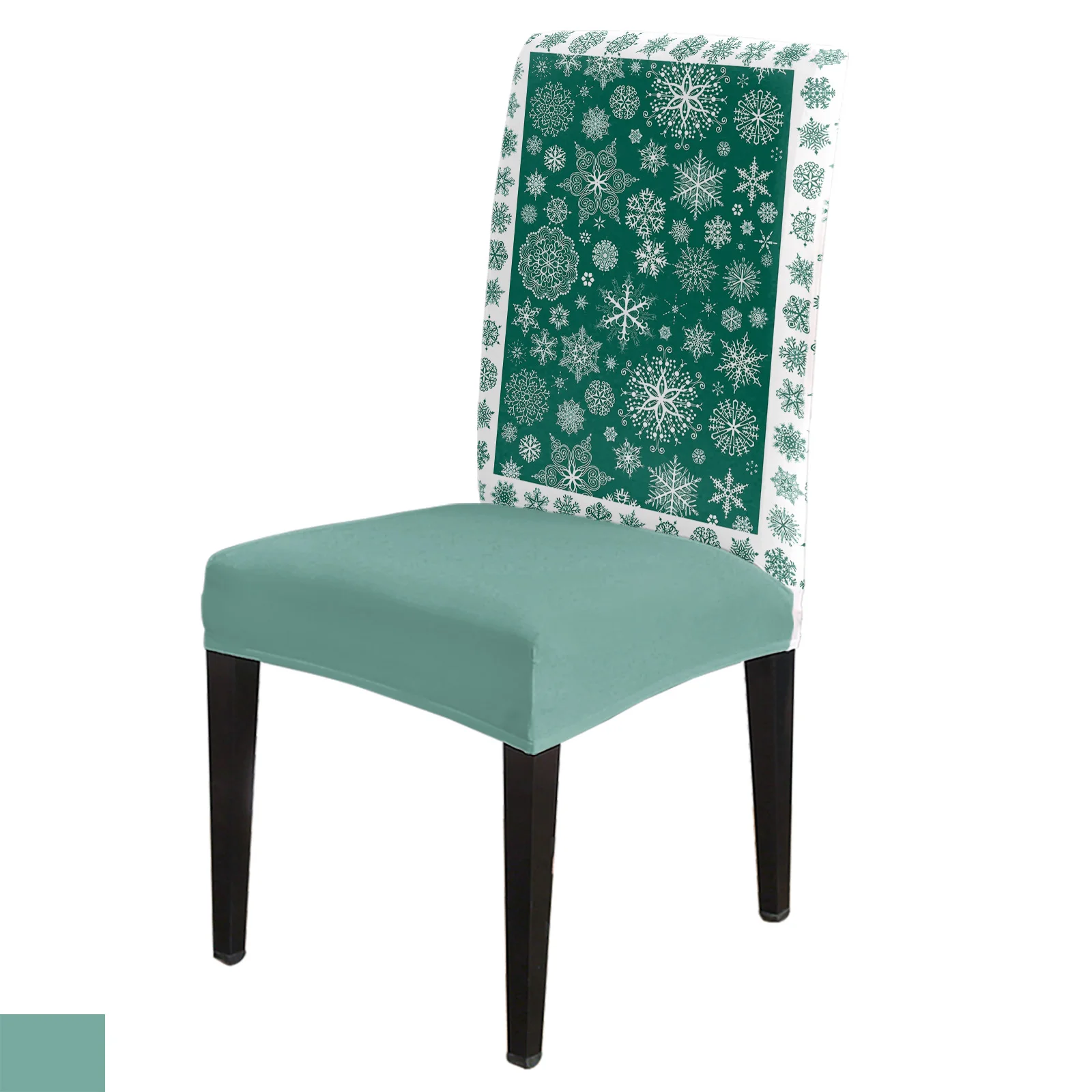 Christmas Green Snowflake Texture 4/6/8PCS Spandex Elastic Chair Case For Wedding Hotel Banquet Dining Room