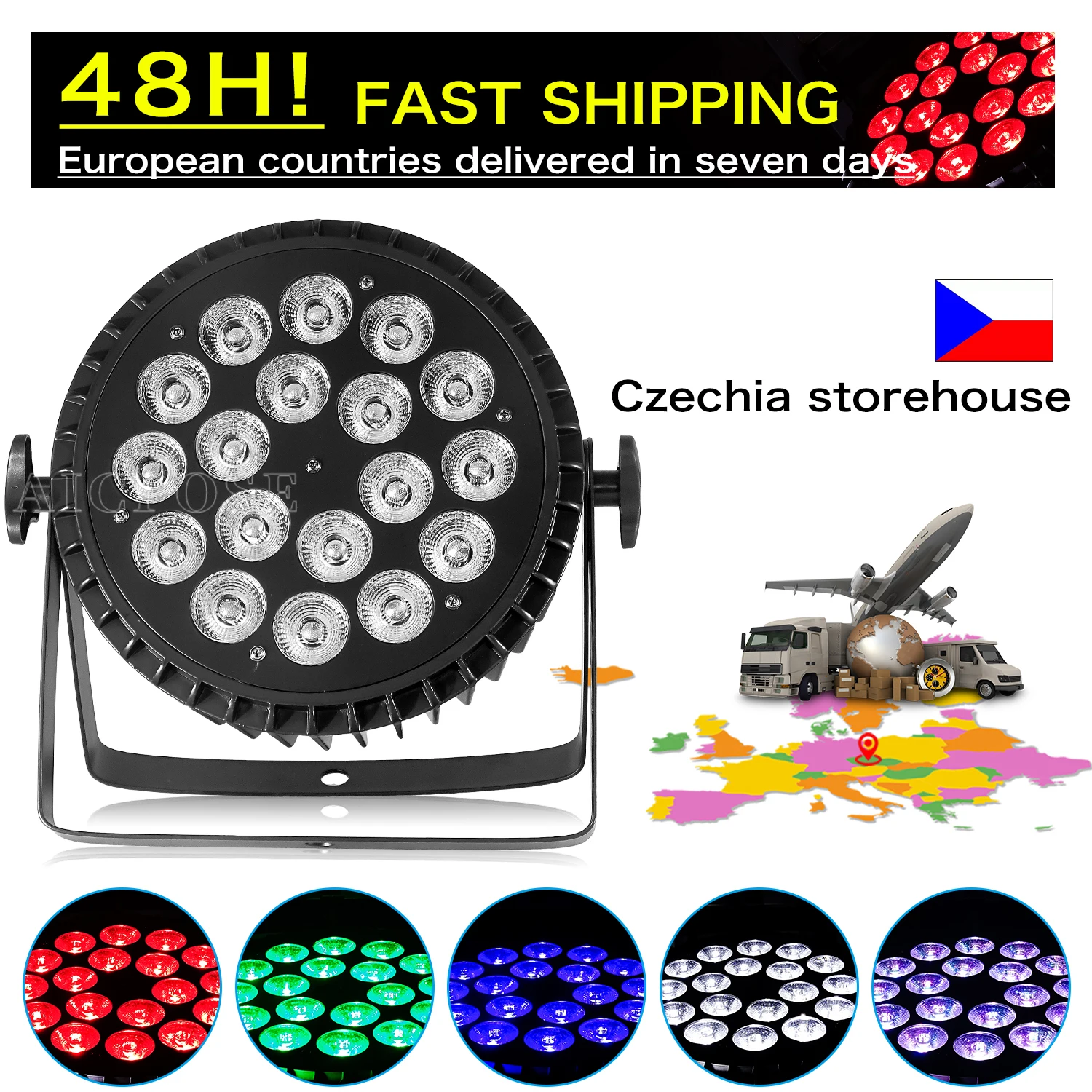 European Czech warehouse 18x18W RGBWA UV 6in1 Aluminum LED Par Light DMX512 Controlled  Stage Spotlight For Party Wedding Dance