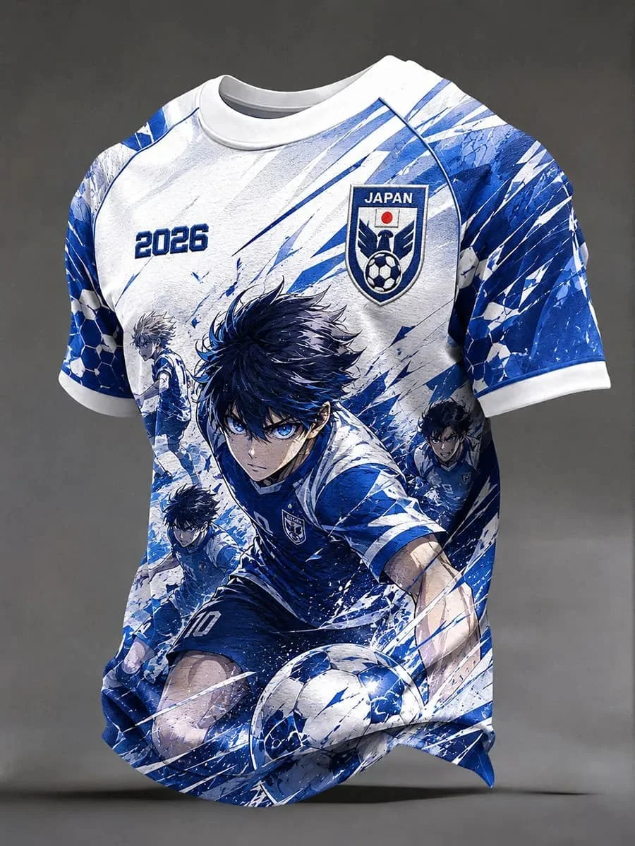 Herren Bedrucktes Fußballtrikot 2026 Japan Kurzarm T-Shirt Wappen Grafik Atmungsaktives Sport-Kinder-Freizeit-Fußball-Tee Fußballtrikot – Detail 12
