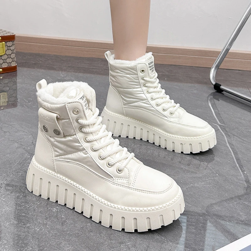 Women Boots for Winter 2024 New in Platform Shoes Woman Comfort Warm Plus Plush Thick Soled Safety Snow Boot Ankle Quilted Shoes