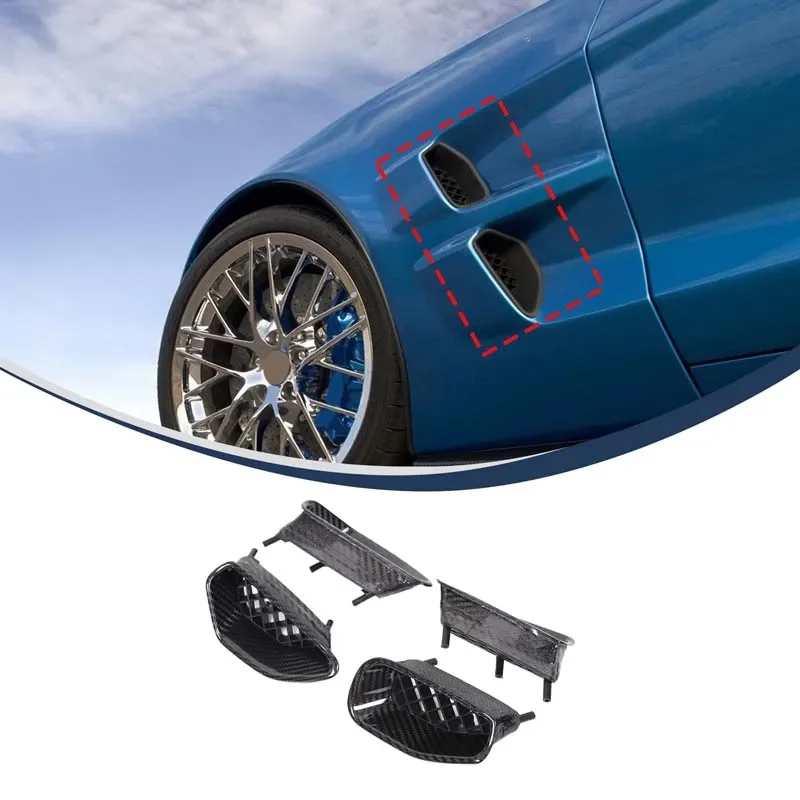 For Corvette C6 ZR1  2009-2013  Real Dry Carbon Fiber Side Fender Vent Splitter Body Kit Exterior Trim Accessories Auto Parts