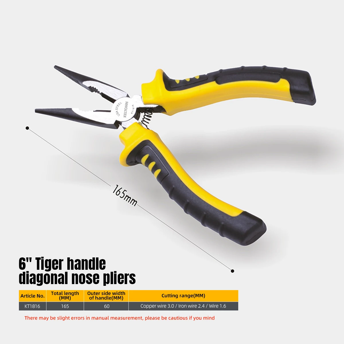 3-Piece Pliers Tool Set Including 6” Needle Nose Pliers, 6” Steel wire pliers, 6” Diagonal Cutters