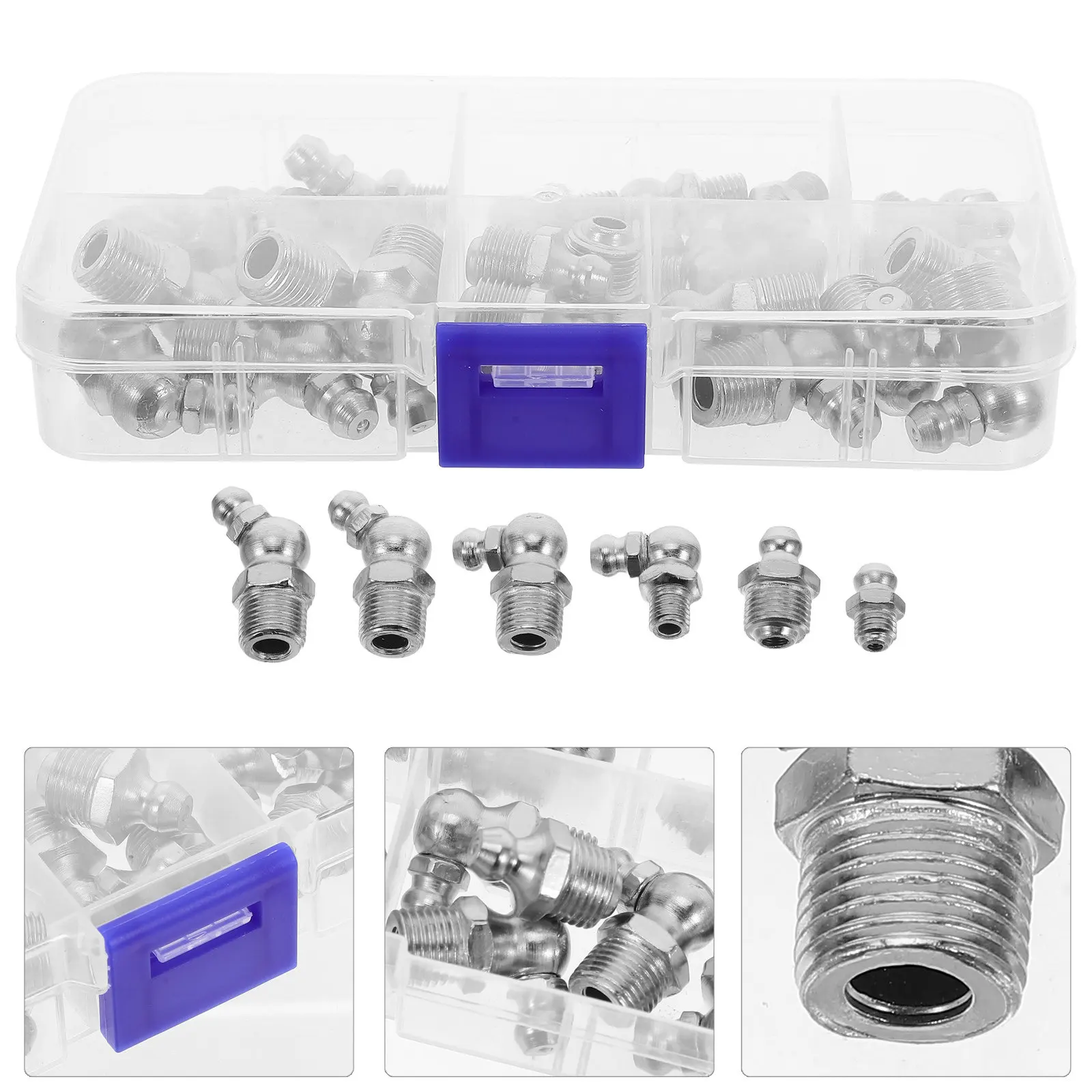 1 Set 1/4" 1/8" Grease Zerk Fittings Assortment Stainless Steel Hydraulic Lubrication Kit For Automotive Industrial Machinery