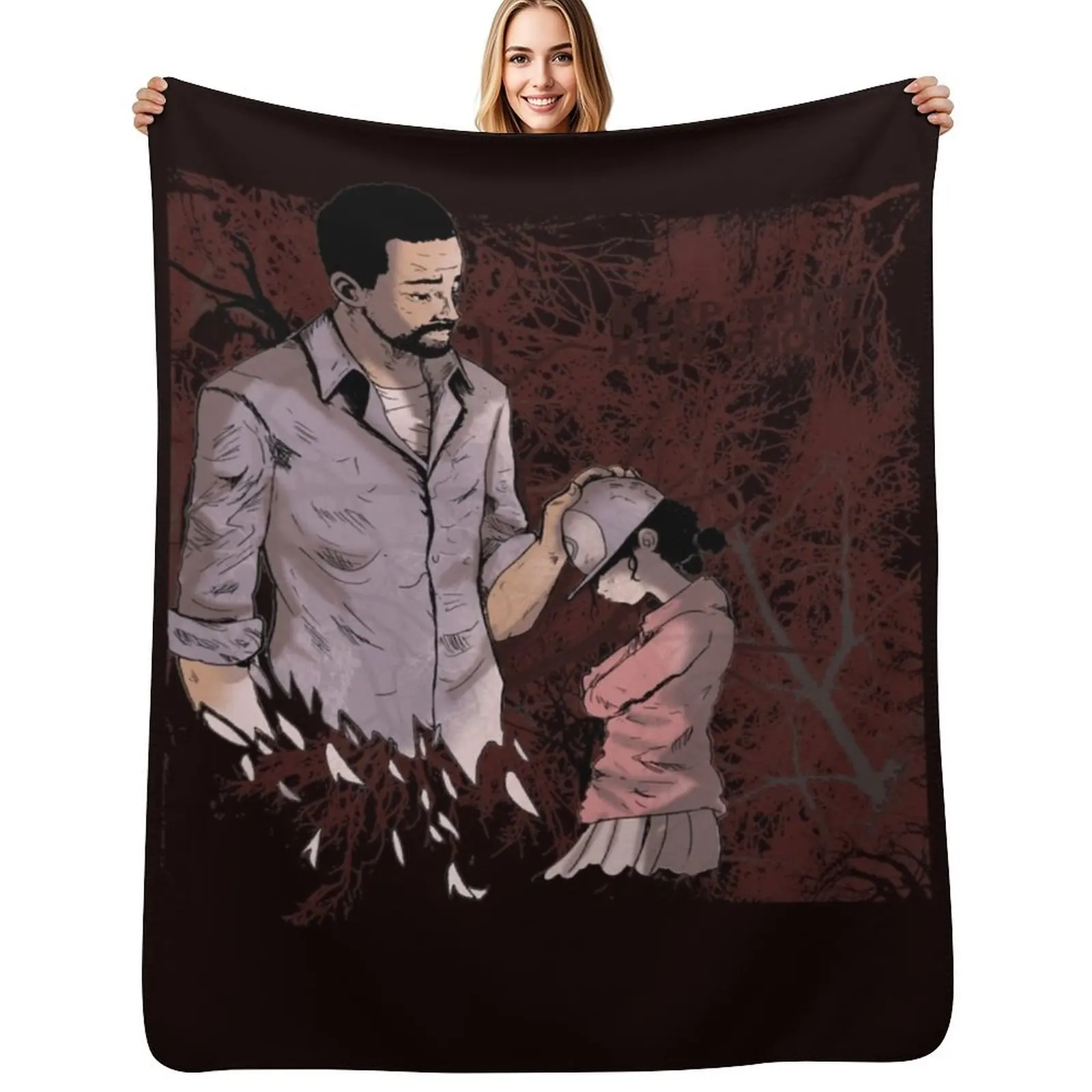Walking Dead Lee and Clementine Throw Blanket Luxurious Soft Blanket Holiday Gift for Family