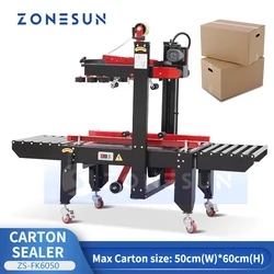 ZONESUN Automatic Box Sealing Machine Carton Top Bottom Taping Express Parcel Sealing Packaging Machine for Production ZS-FK6050