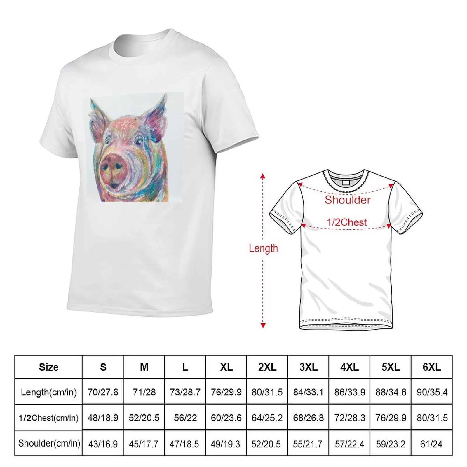 Colourful oil pastel pig T-Shirt sublime tees plain black t shirts men