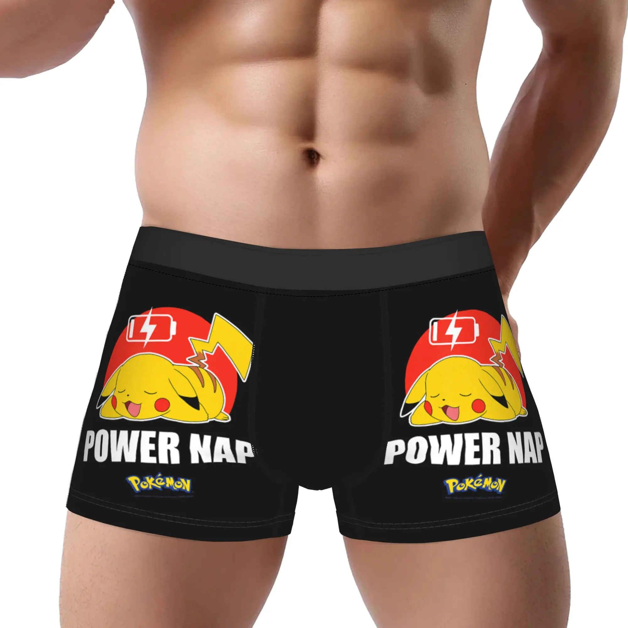 

Мужские трусы-боксеры Bandai Pokemon Pikachu Power Nap для взрослых 18+, дышащие, вентилируемые шорты-боксеры