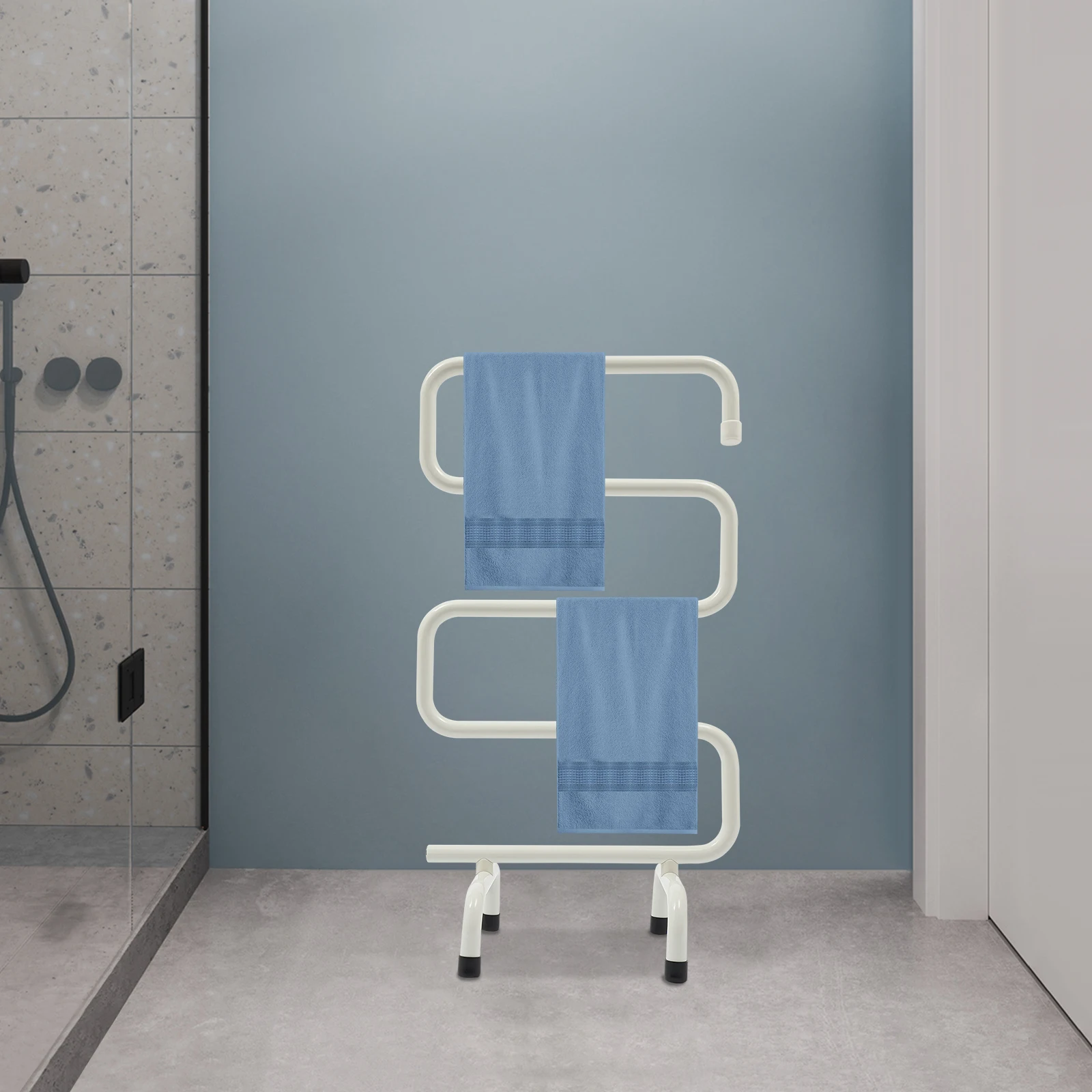 

S-Shaped Electric Towel Warmer Rack Heated US Standard 66W Power 55℃/131°F Constant Temperature for Bathroom
