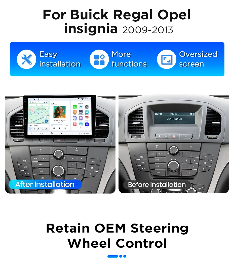 Junsun Android 15 Auto-Intelligenzsysteme für Buick Regal 2009-2013 Opel Insignia 2008-2012 AI Wireless CarPlay für Apple Auto – Detail 5