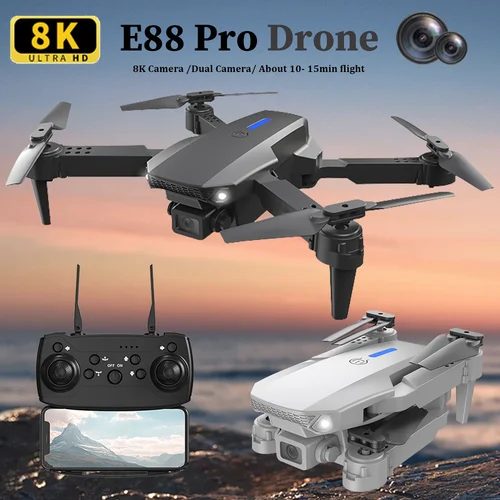 KBDFA 2025 E88 profesional gran angular RC Dron HD 8K modo de cámara plegable helicóptero avión Quadcopter Drone chico regalo Juguetes