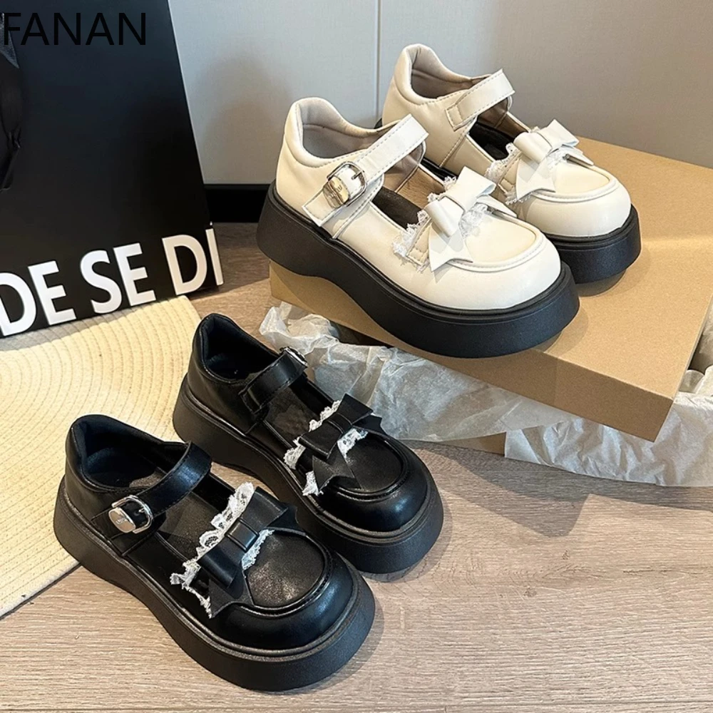 

Японские женские кожаные туфли на плоской подошве и высоком каблуке Jk, новинка 2025, летние туфли Мэри Джейн в стиле ретро, удобные туфли-лодочки