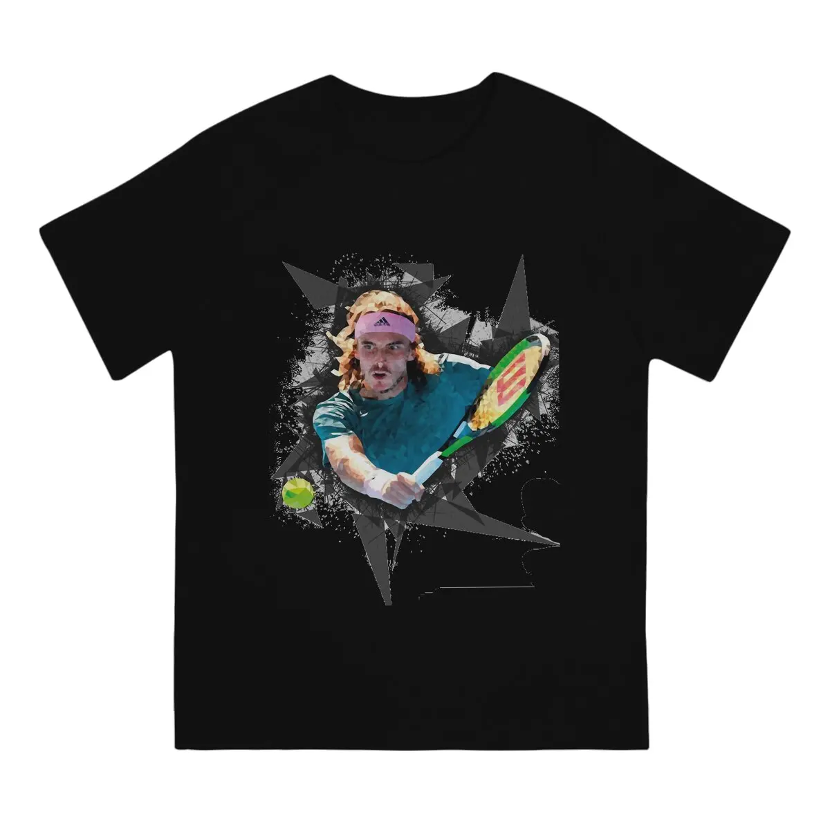 Tennis Player Creative TShirt for Men Stefanos Tsitsipas Sportsman Round Collar Pure Cotton T Shirt Distinctive Streetwear