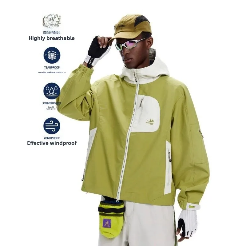 

Модная мужская уличная куртка для активного отдыха, водонепроницаемая, для походов, парная модель, весна-осень, новая, свободного кроя, с флисовой подкладкой, с капюшоном, из полиэстера.