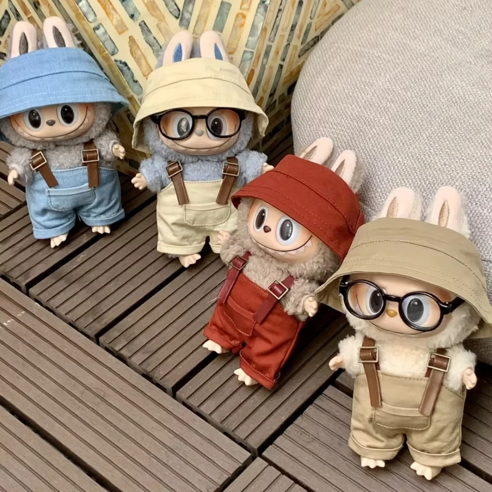 17cm Labubu 옷 귀여운 마카롱 애니메이션 인형 고품질 수제 옷 복장 액세서리 세트 장식 소녀 선물 인형 없음