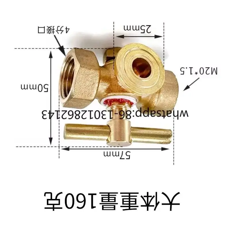 New 2026 brass three-way plug valve internal and external pipeline 4-point pressure gauge M20x1.5 valve switch 1.6MPA