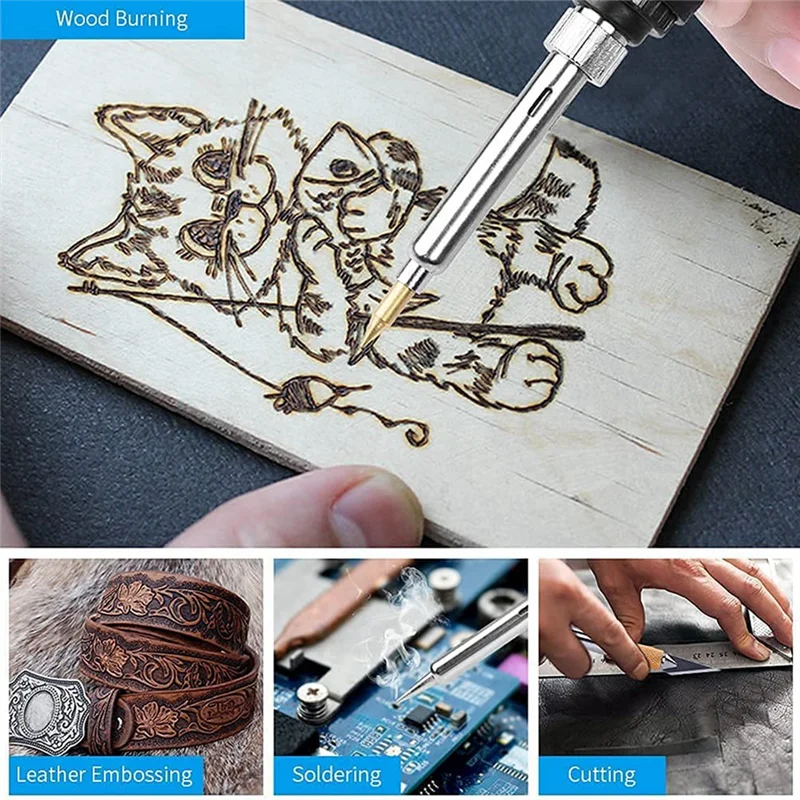 

【Must-Haves】Electric Soldering Iron, 60W Engraving Pen Woodburner Flipping Word Embossing Pyrography Tool Craft Set Euplug EU Pl