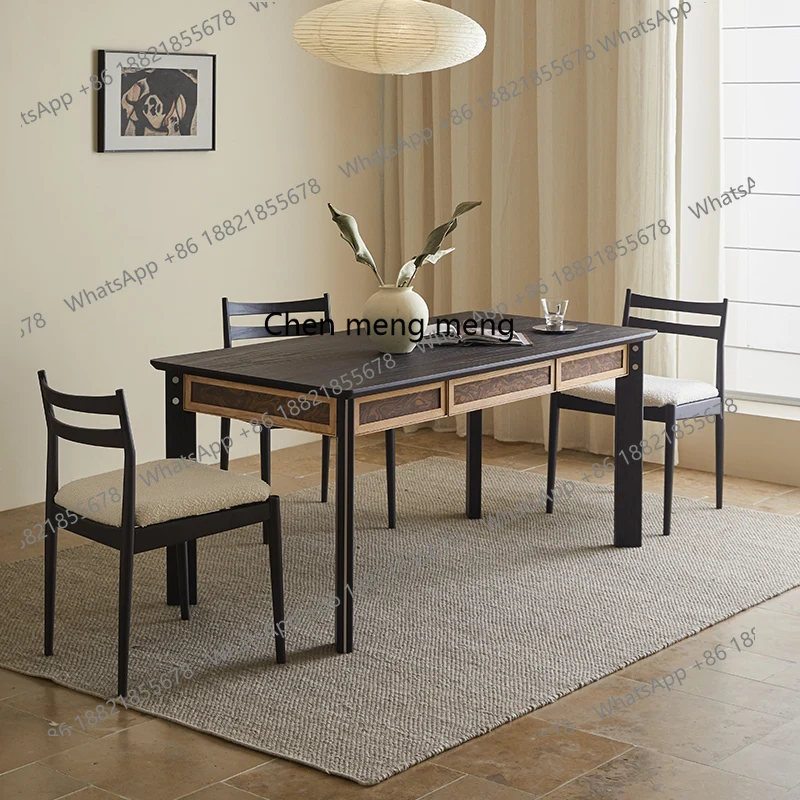 

French Retro Solid Wood Dining Table Vintage Round Table for Living and Dining Room Furniture