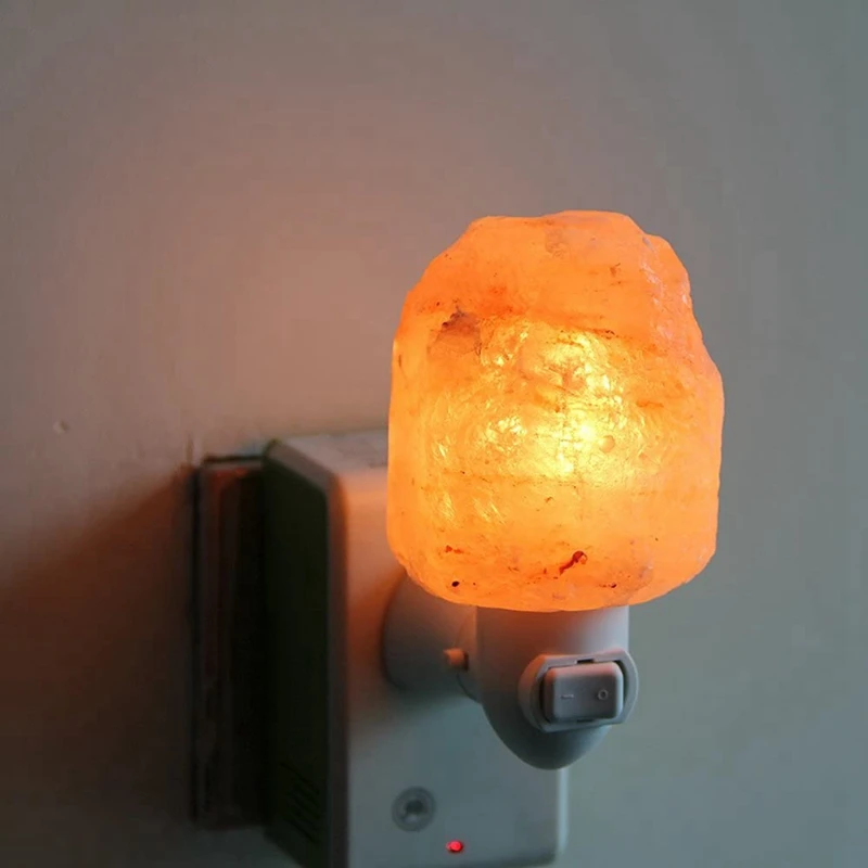 ABAE-Himalayansalt Lâmpada Luz Noturna-Feita à Mão, Plugue Rotativo, Himalayancrystal Salt Lamp Atmosphere Light US Plug