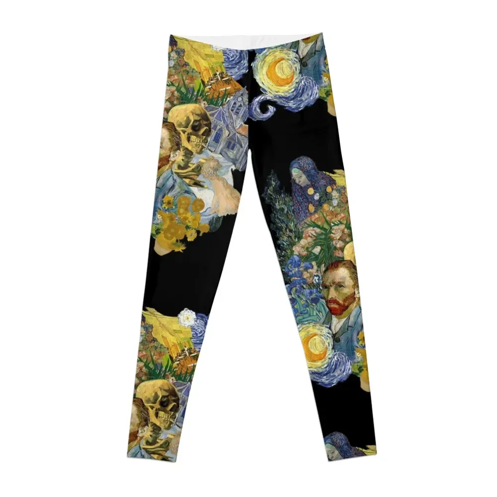 

Van Gogh Art Collage Leggings sporty woman push up gym pants legging push up Women's push up Womens Leggings