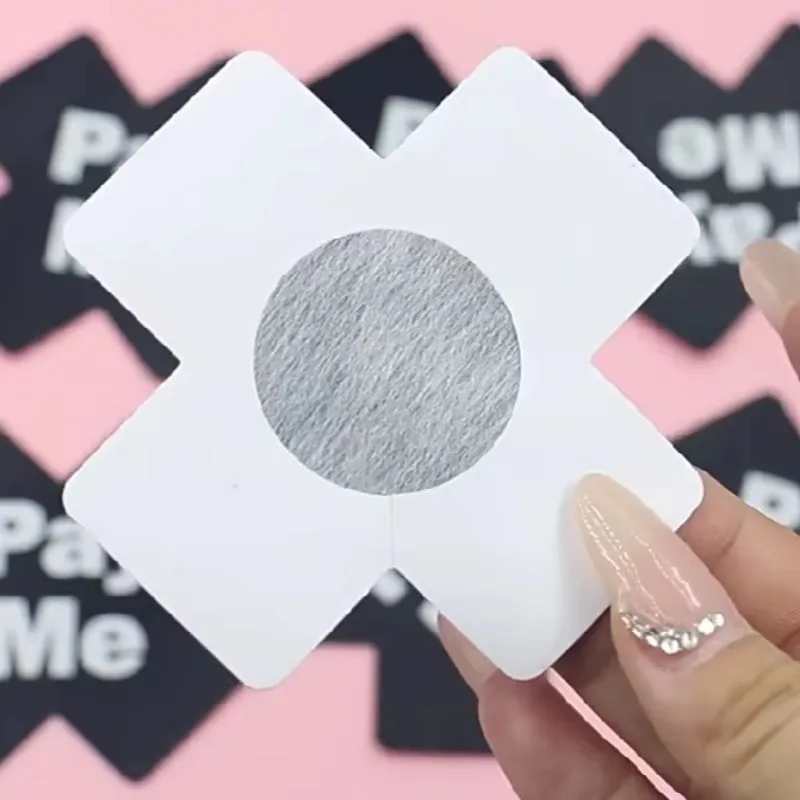 10 زوج/وحدة المرأة مثير أسود أبيض رسالة الصليب الحلمة غطاء المتاح ملصقات الثدي بالجملة فطائر اللحم الصدرية غير مرئية #3