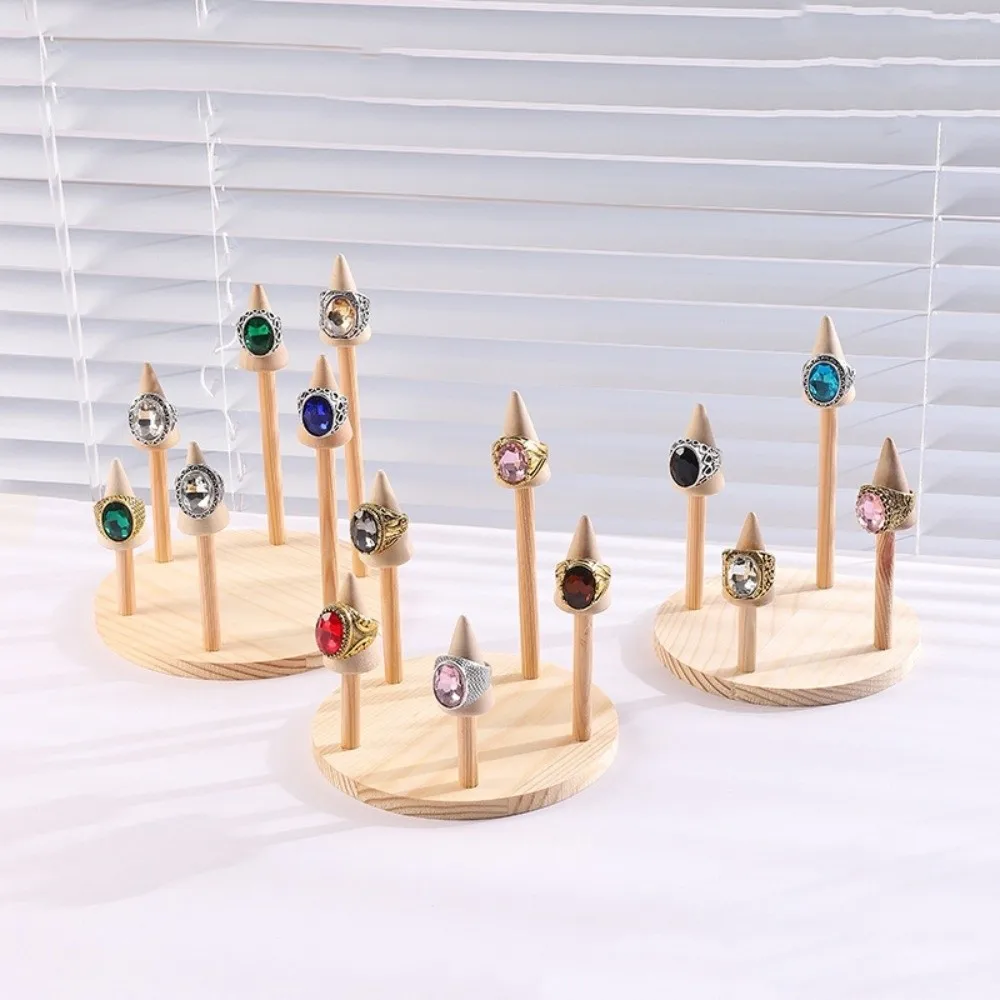 

Новая круглая стойка для хранения колец на палец, деревянный конус, компактная подставка для колец, реквизит для демонстрации ювелирных изделий