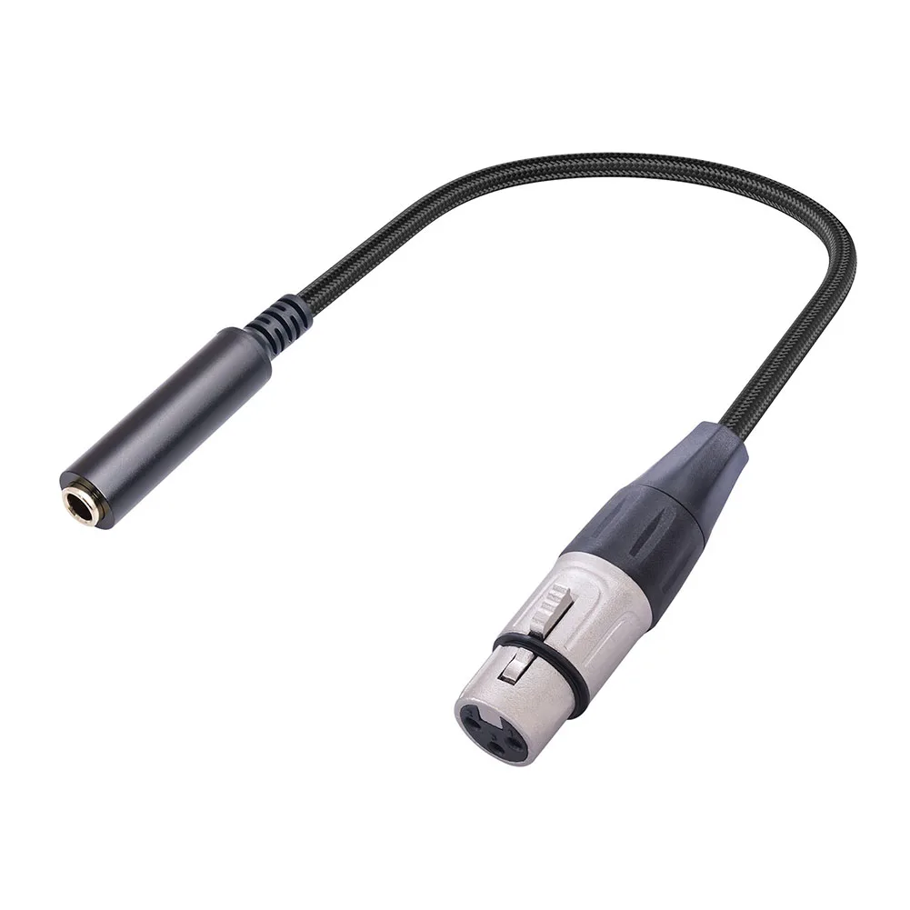 Bezszumowe XLR do 1/4 Cal kabel żeński Adapter profesjonalny sprzęt Audio 3 Pin żeński XLR do 6 35mm TRS żeński konwerter