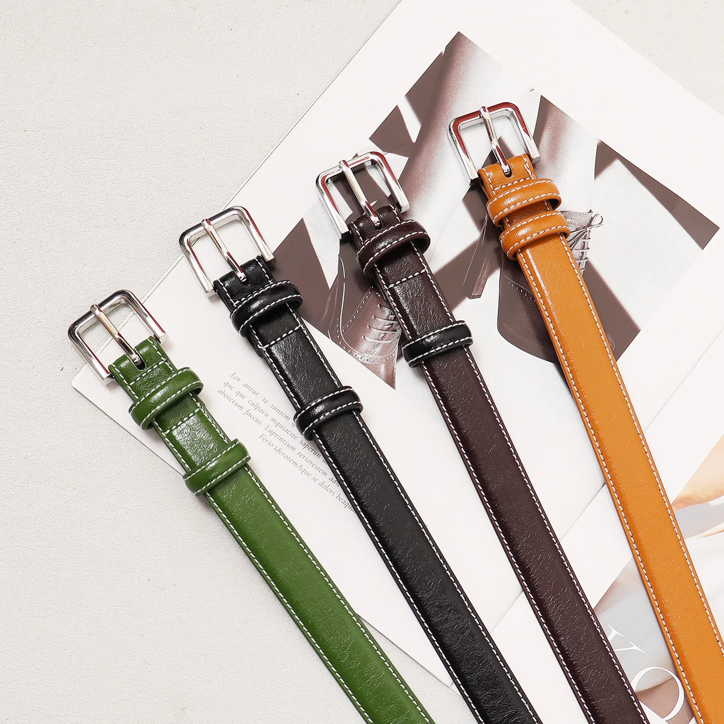 ファッション女性の革ベルト金属バックルベルト女性のジーンズドレス牛革高品質の高級ブランド-23-センチメートル