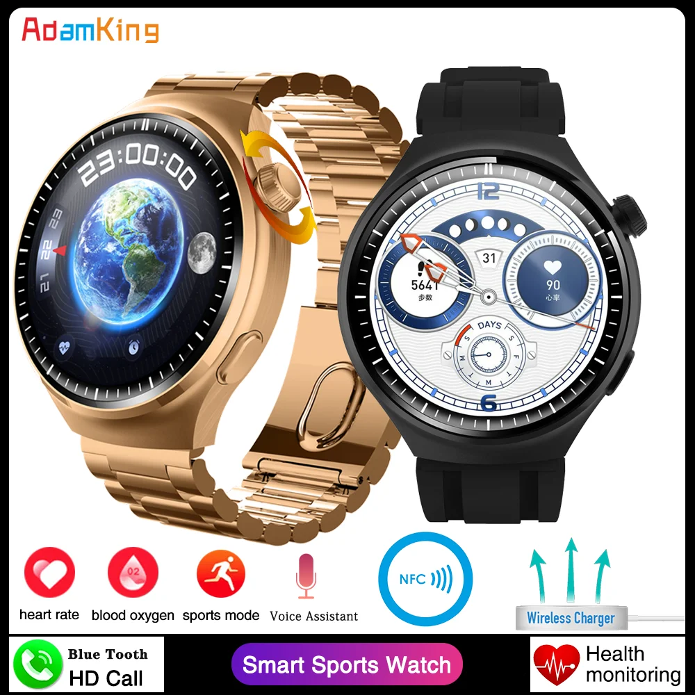 

1.56" Sport Men Smart Watch Blue Tooth Call Wireless Charge Heart Rate Health Monitoring Waterproof Music Playing NFC Smartwatch