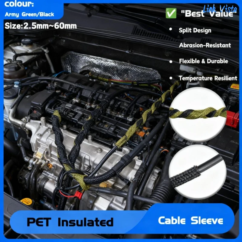 

Heavy-Duty Polyamide Braided Sleeving for Wire Harness Protection 2.5-60mm Expandable Diameter High-Temperature & Abrasion