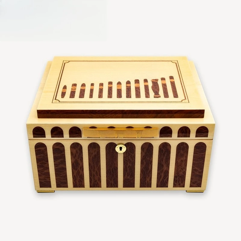 Moisturizing Box Safflower Pear Hard Maple Piano Lacquer Cedar Large Capacity Cigar Alcohol Box