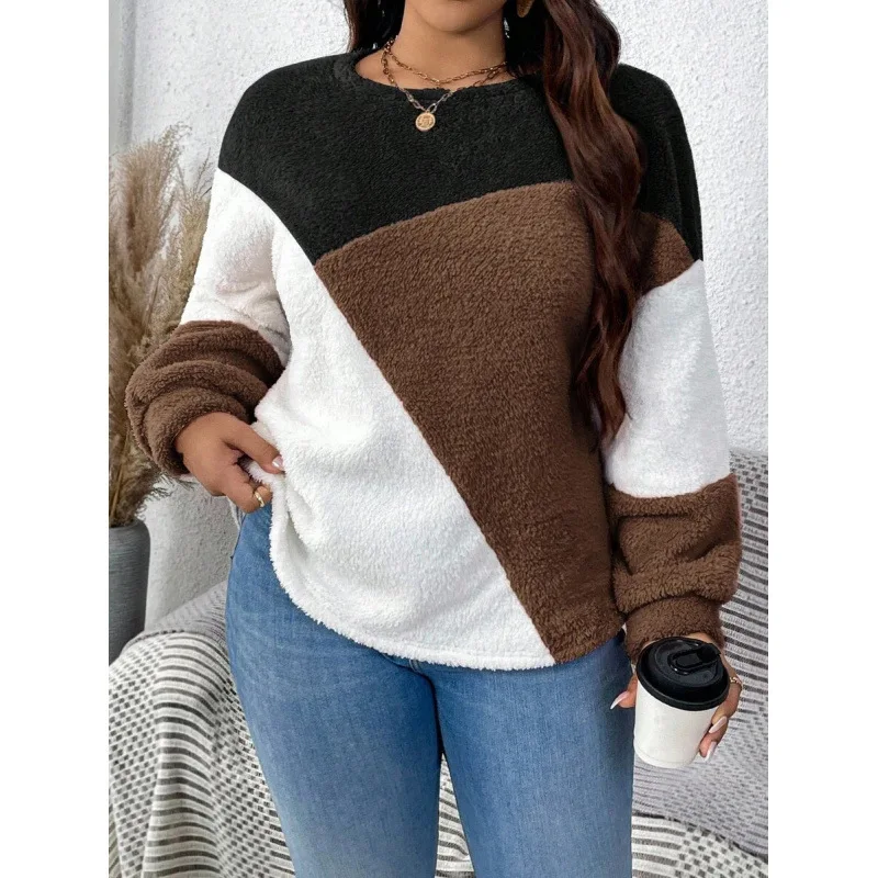 

Двусторонняя плюшевая женская толстовка без капюшона: мягкая, удобная, модная повседневная одежда для весны и осени