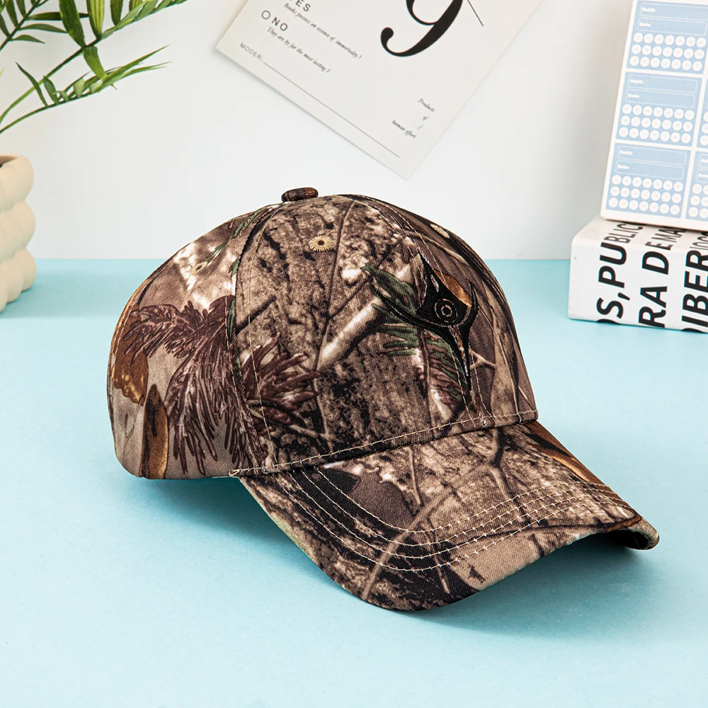 Europäische und amerikanische Sommer-Outdoor-Baseballkappen, mit Blättern bedruckte Dschungel-Tarnkappen, Herren- und Damen-Tarnkappen. – Detail 3