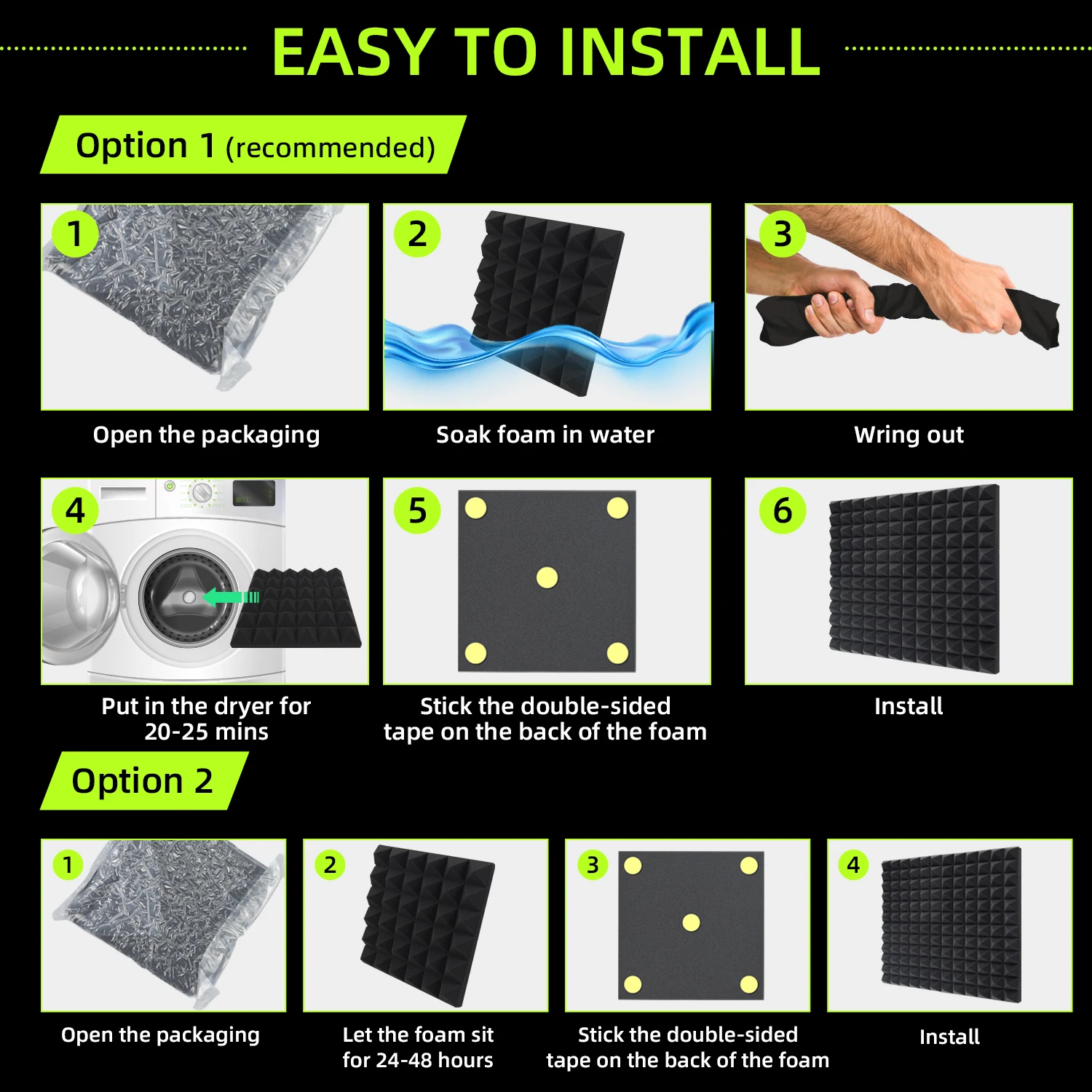 Acoustic Panels 50 Pack Soundproof Wall Panels 25kg/m³ Studio Sound Absorbing Material Acoustic Foam Home Decoration Studio